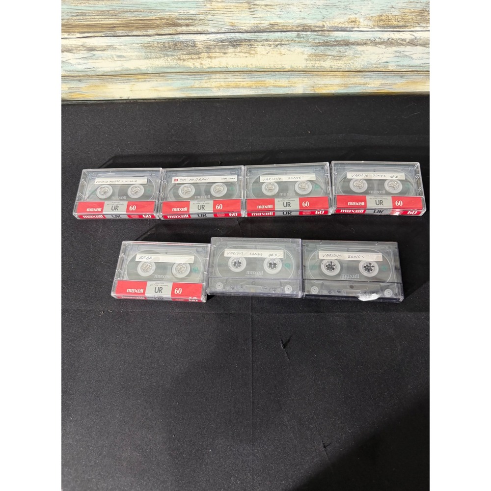 Maxell Audio Cassette Tapes 7pk 60min Red EUC Country Music Mix Reba Tim McGraw